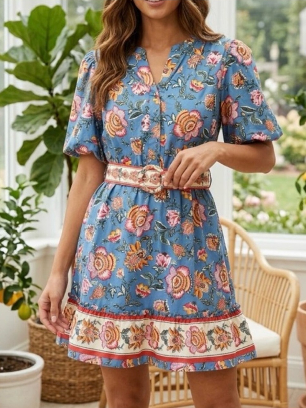 NWT Joie Puff Sleeve Belted Mini Dress Ruffles